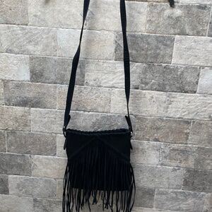 ❤️ EXPRESS BLACK SUEDE FRINGE CROSSBODY SHOULDER BAG PURSE